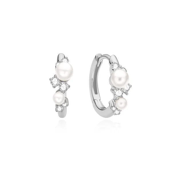 Ania Haie Starlit Drops Shell Pearl huggie korvakorut hopea