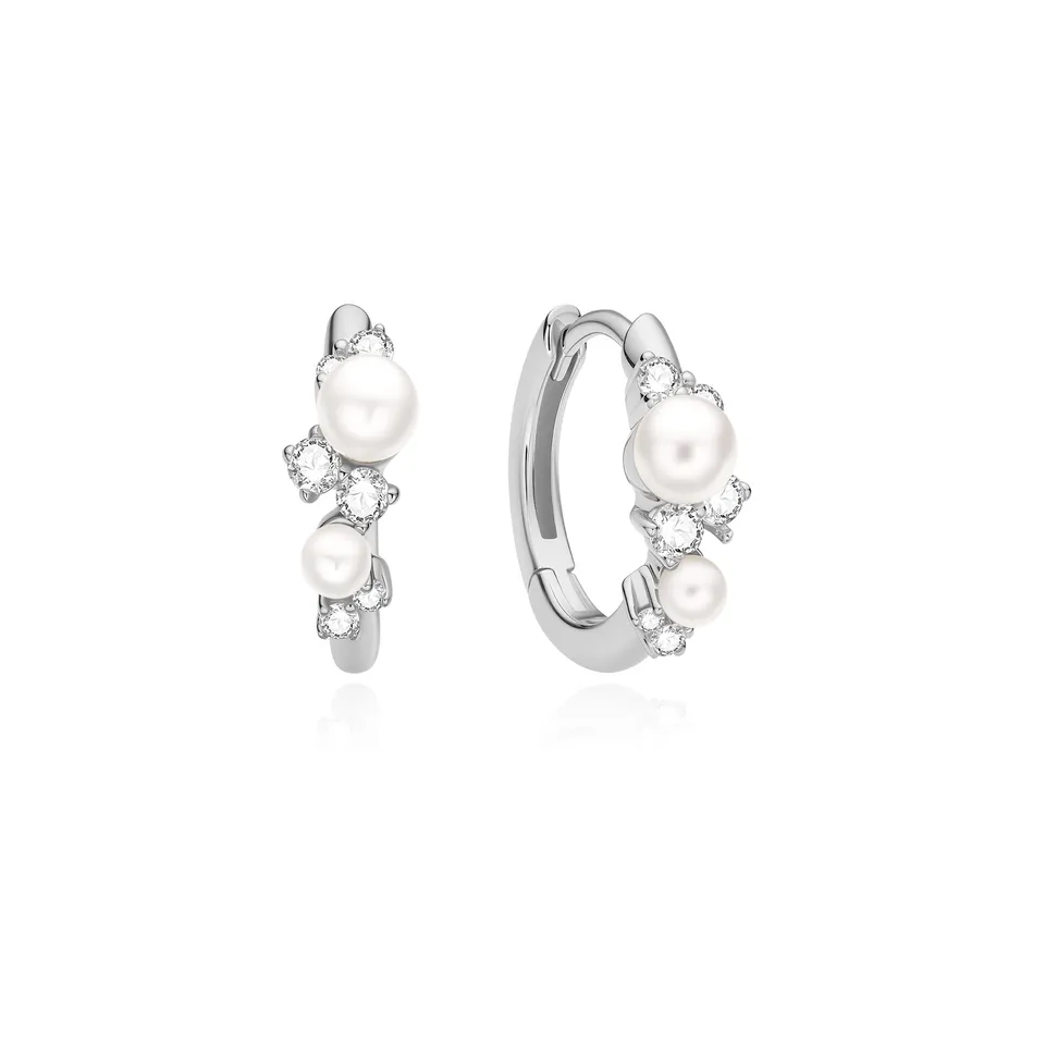 Ania Haie Starlit Drops Shell Pearl huggie korvakorut hopea
