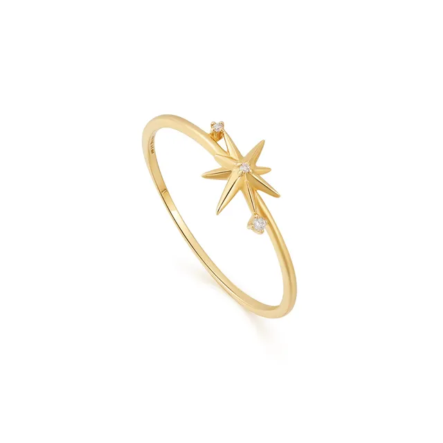 Ania Haie Cosmos Star timanttisormus 14k kulta
