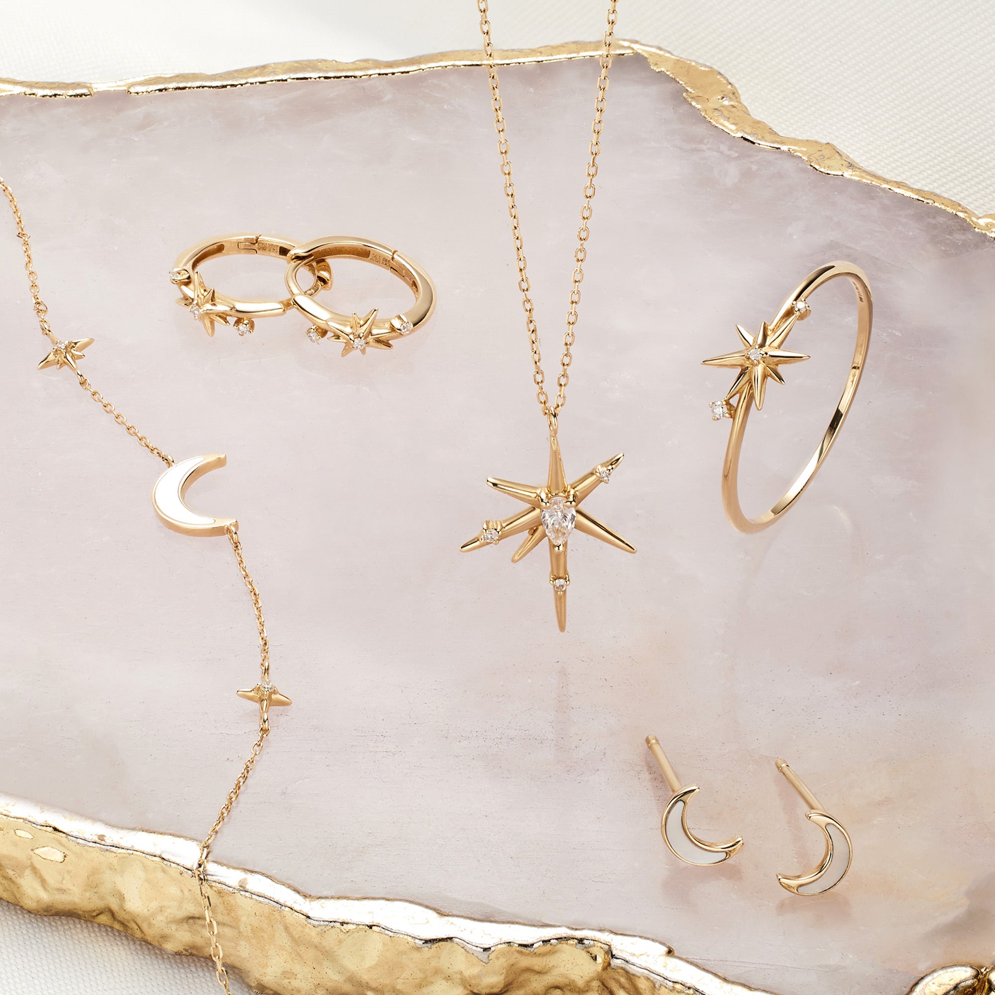 Ania Haie Cosmos Star timanttisormus 14k kulta