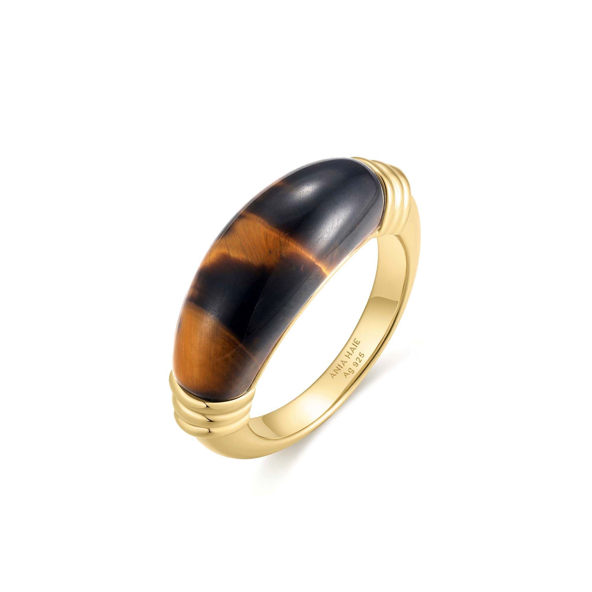 Ania Haie Lady Cozy Tiger Eye sormus kulta 54-58