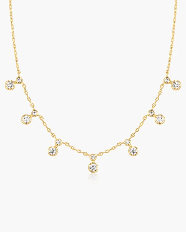 Ania Haie Wanderer Graduated Bezel Round Drop Station kaulakoru kulta