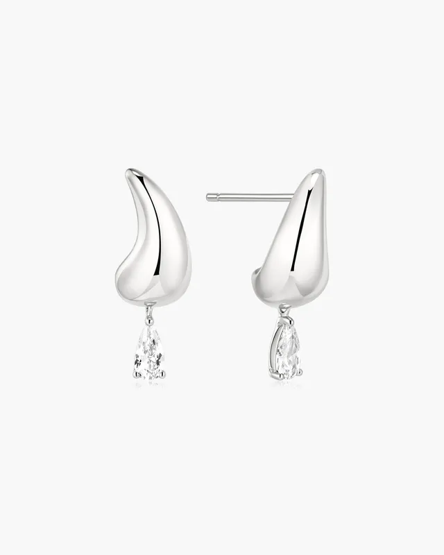 Ania Haie Fluid Light Curved Teardrop korvakorut hopea pisara