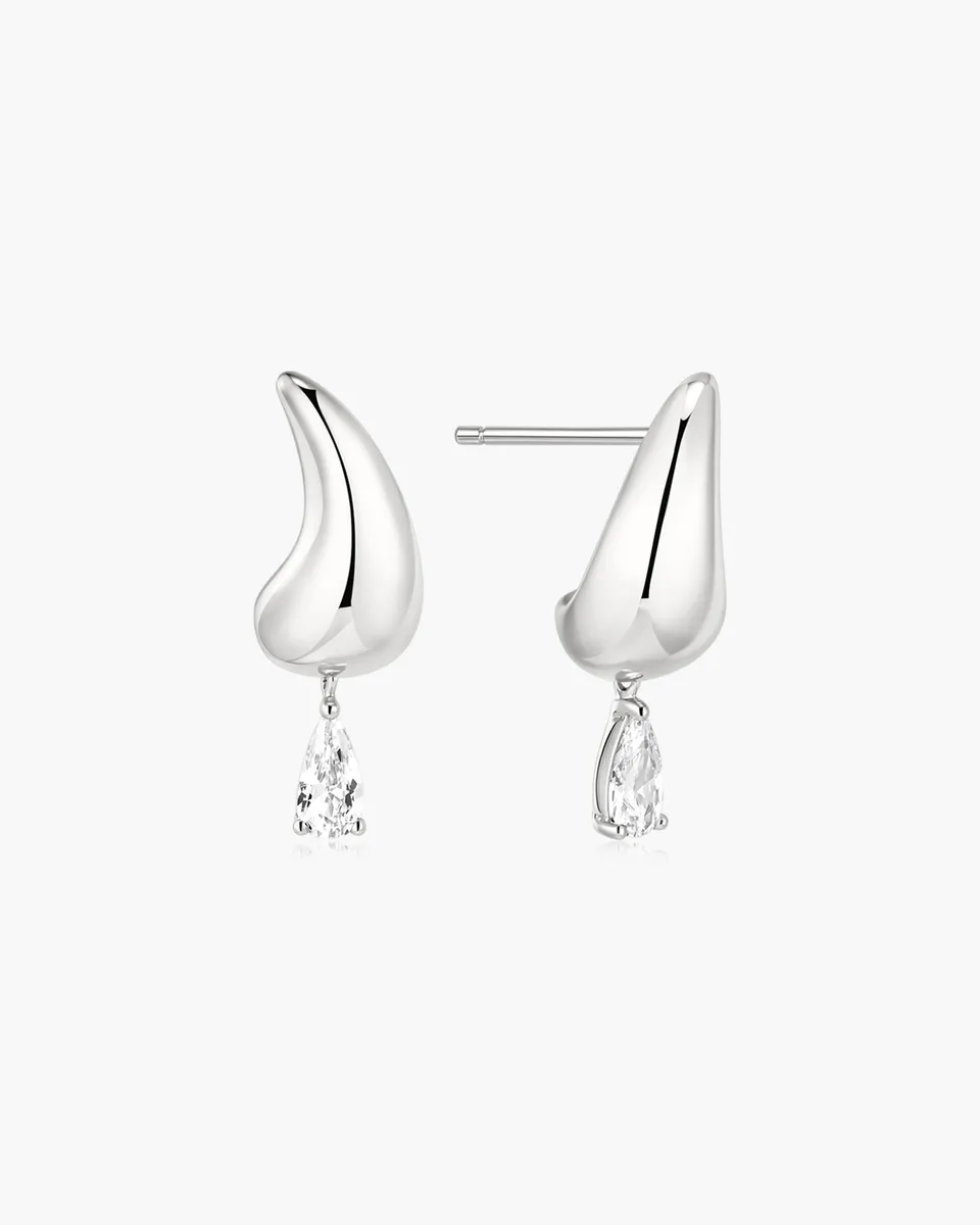 Ania Haie Fluid Light Curved Teardrop korvakorut hopea pisara