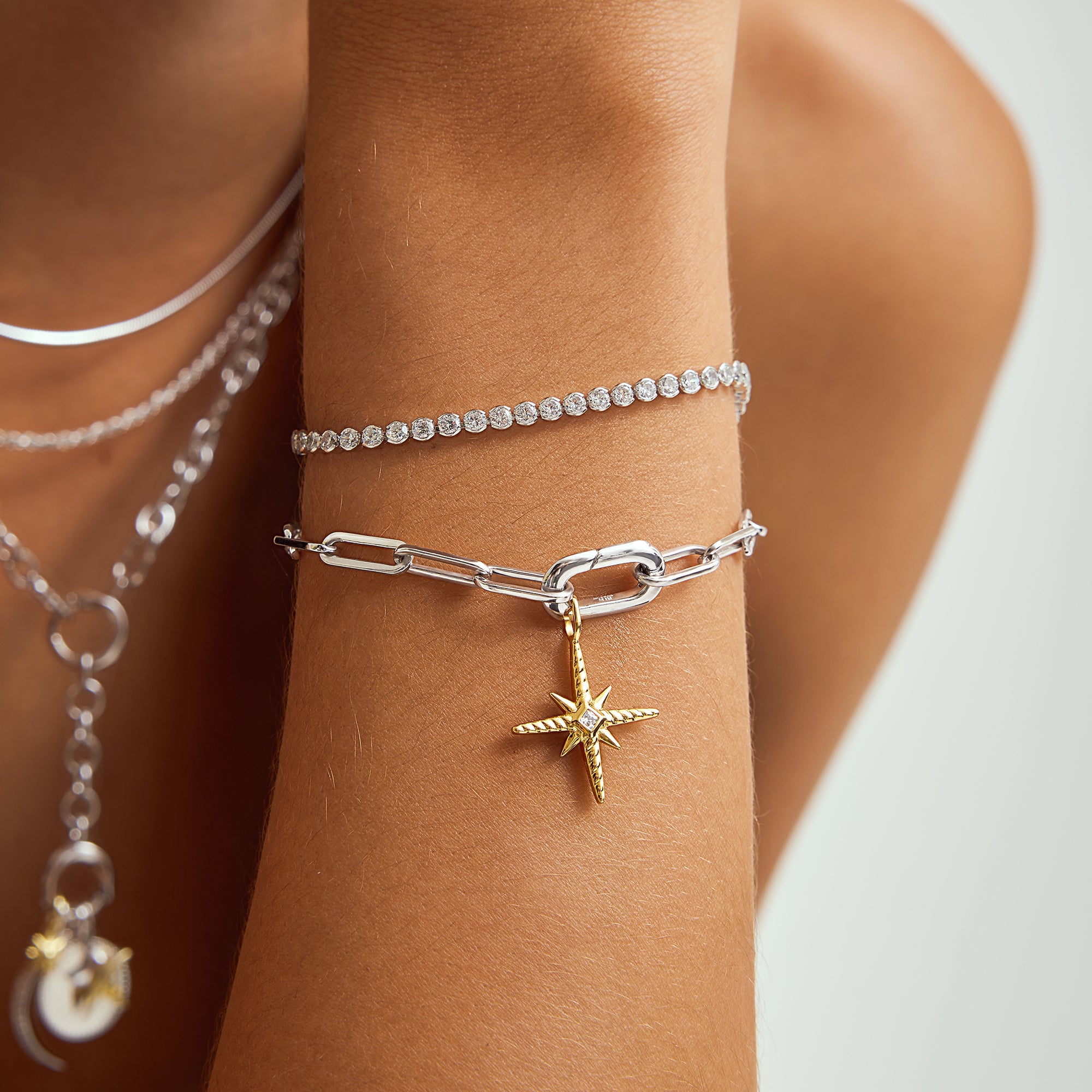 Ania Haie Chic Creator Row Bezel Set rannekoru hopea zirkonia