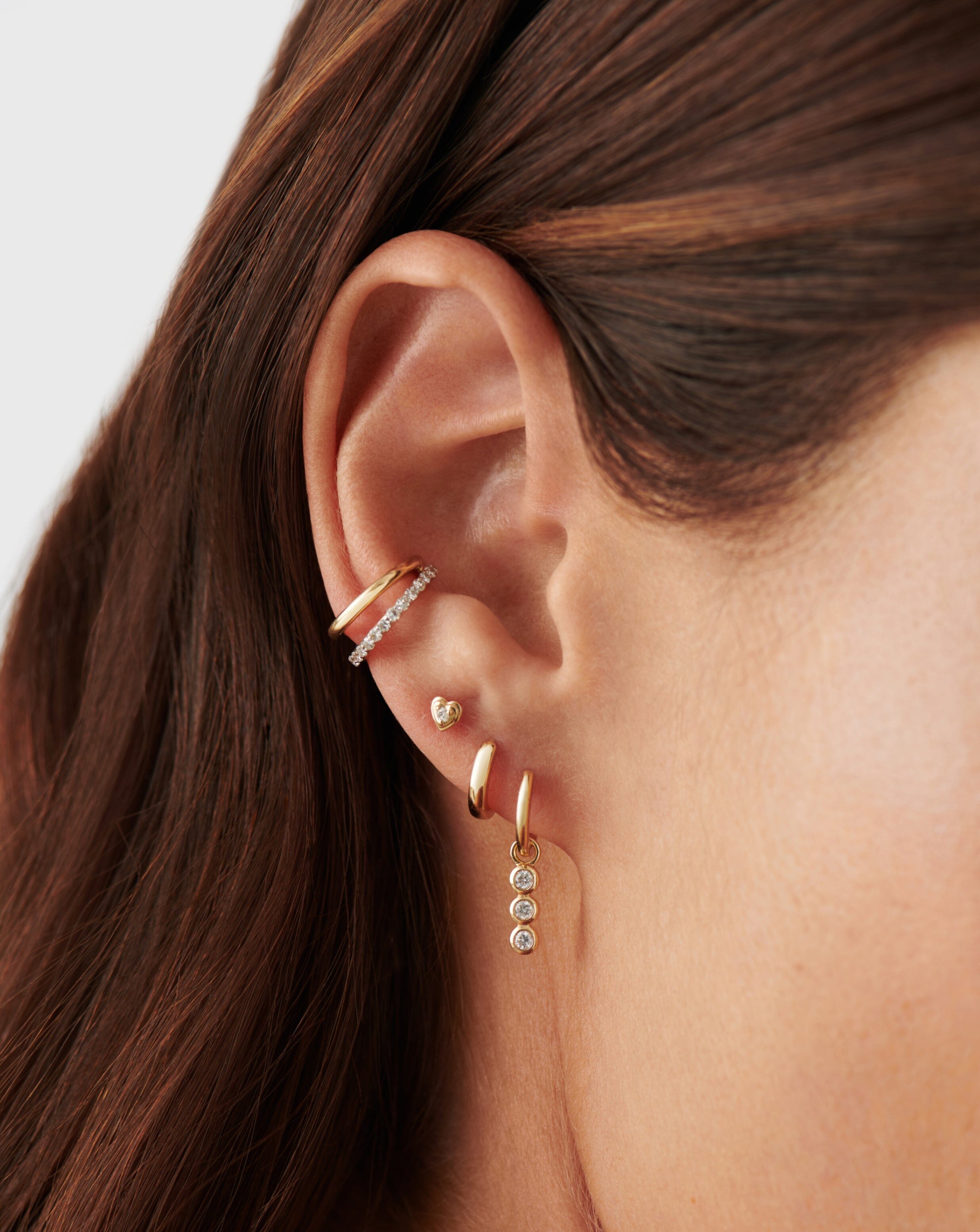 Missoma Diamond Heart Stud korvakorut 9k kulta timantti