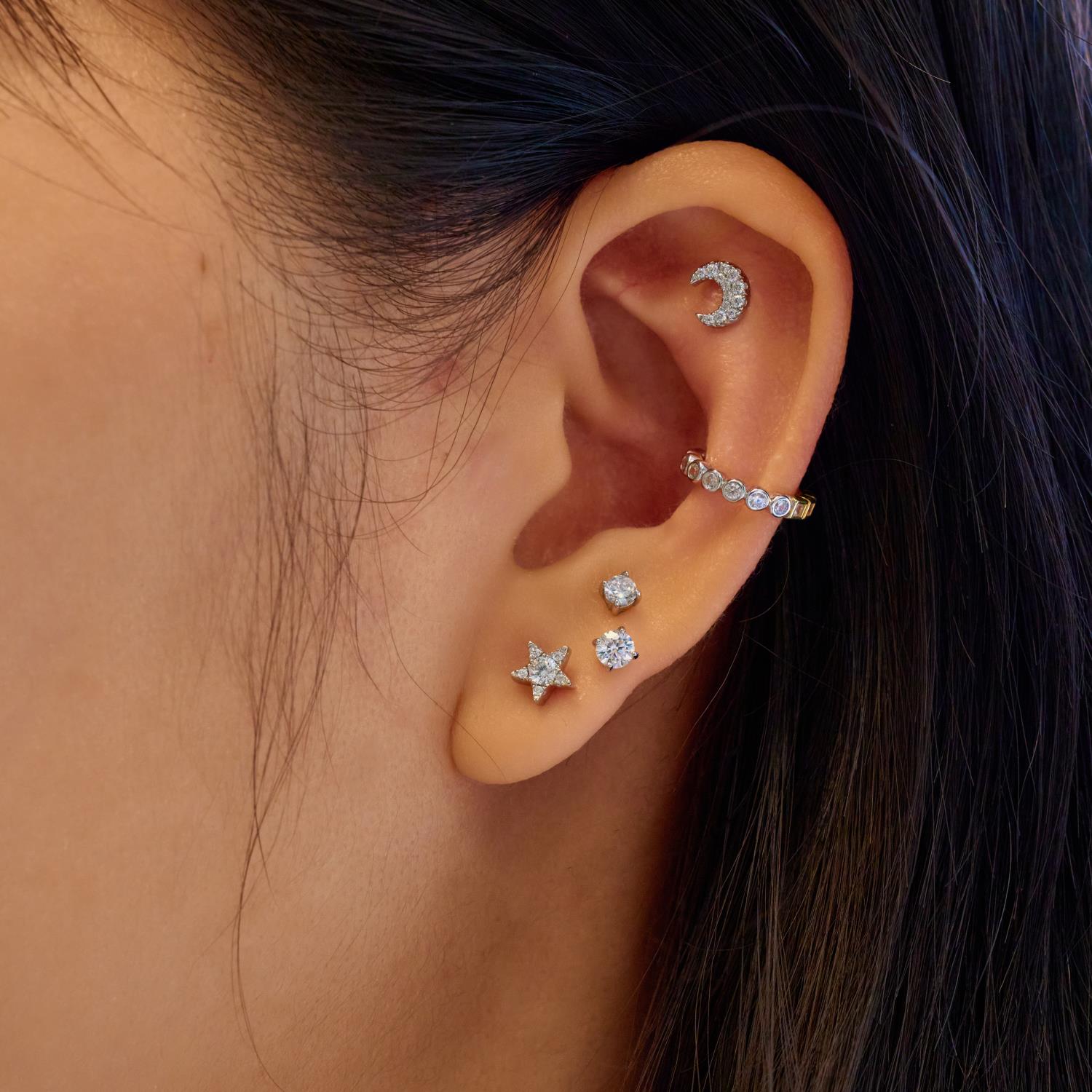 Ania Haie Ear Edit Sparkle Barbell korvakoru hopea single