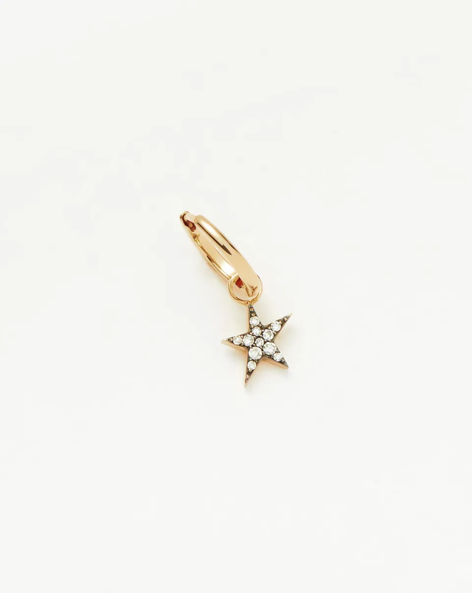 Missoma Single Star Charm Hoop korvakoru 9ct kulta timantti