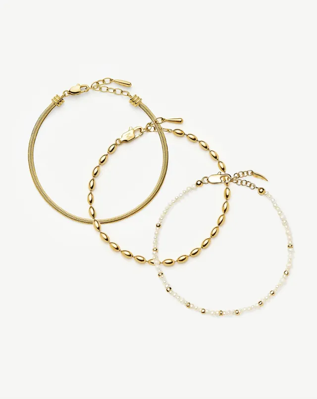Missoma Ultimate Bracelet Set rannekorusetti kulta helmi S/M