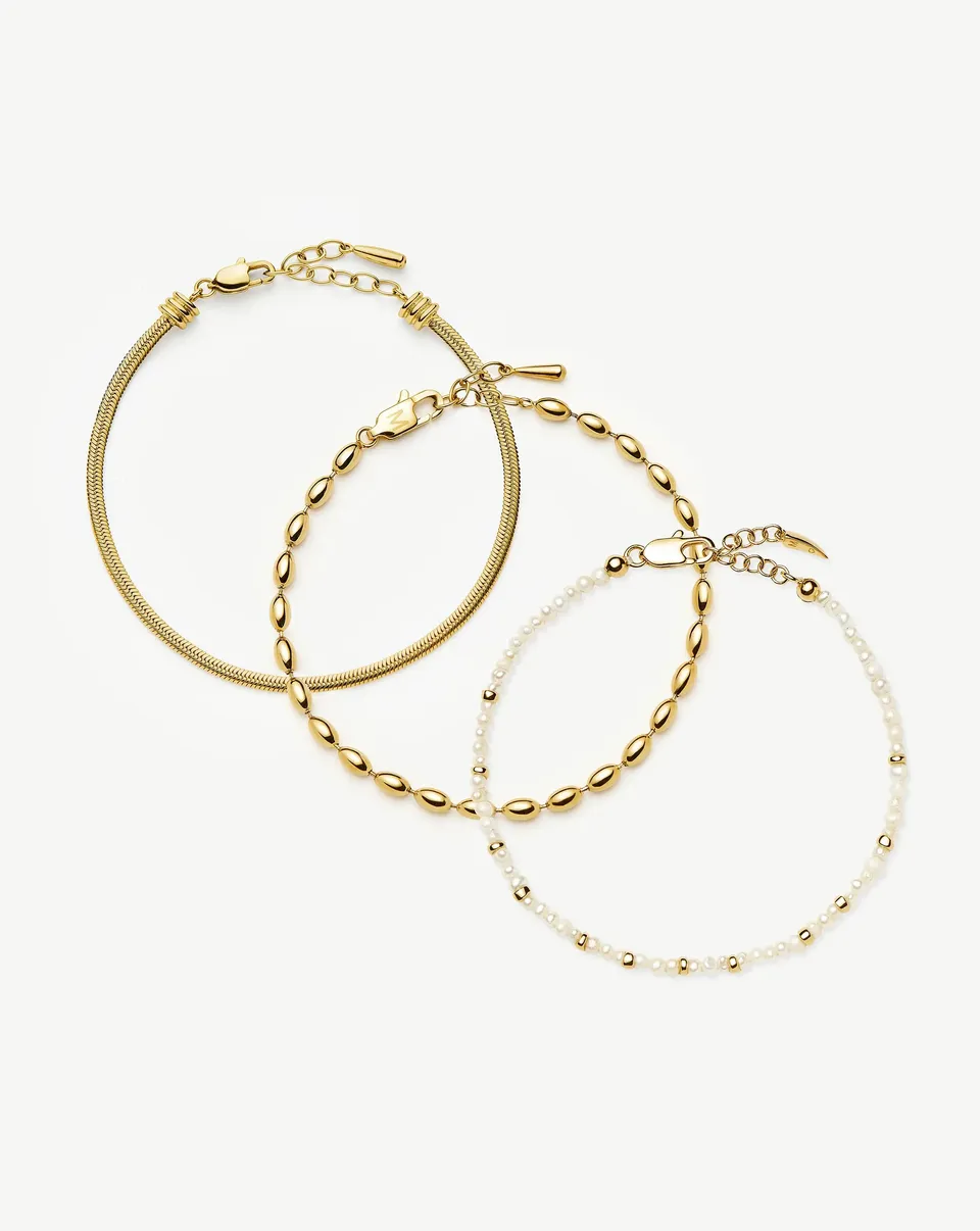 Missoma Ultimate Bracelet Set rannekorusetti kulta helmi S/M