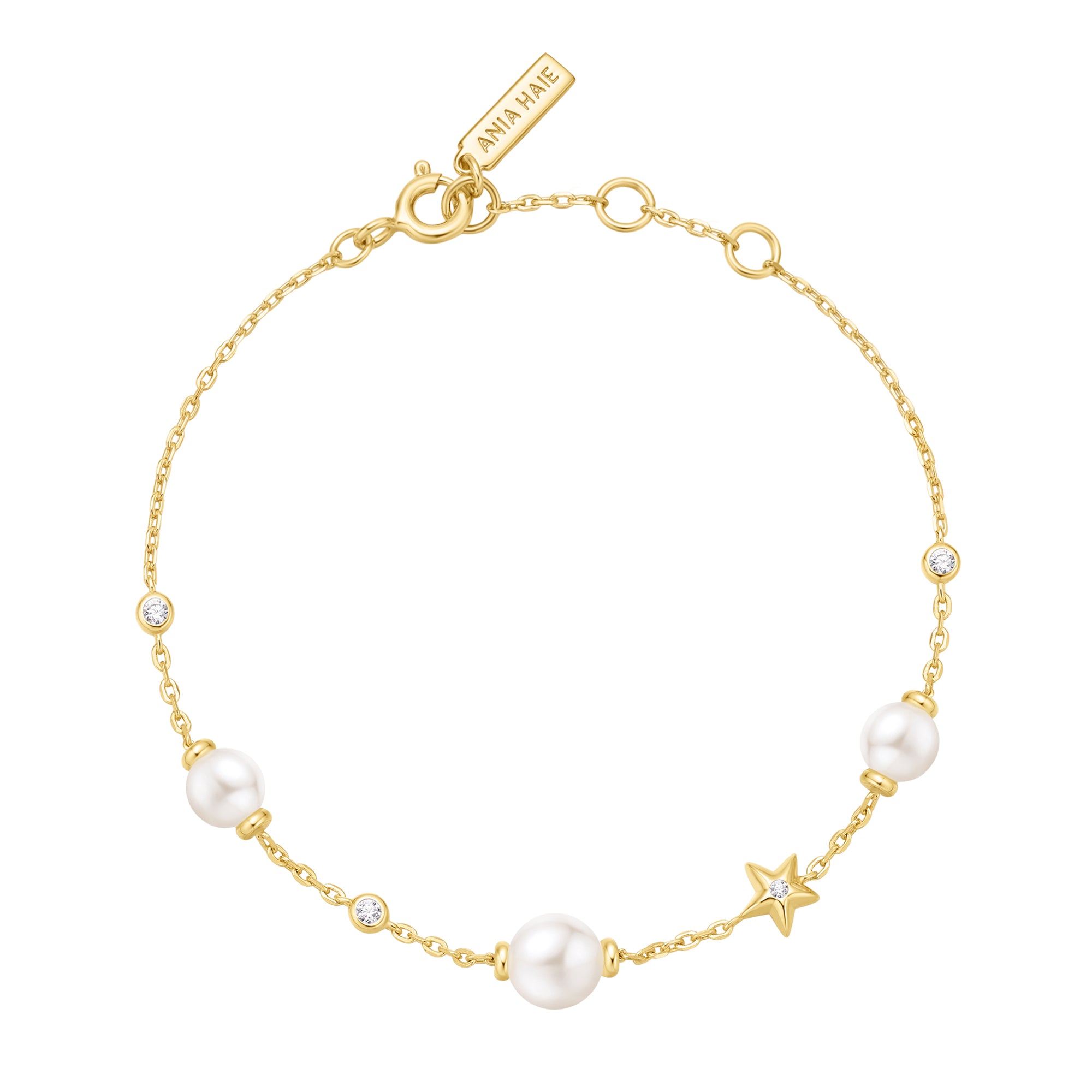 Ania Haie Miss Dainty Shell Pearl Star rannekoru kulta helmi