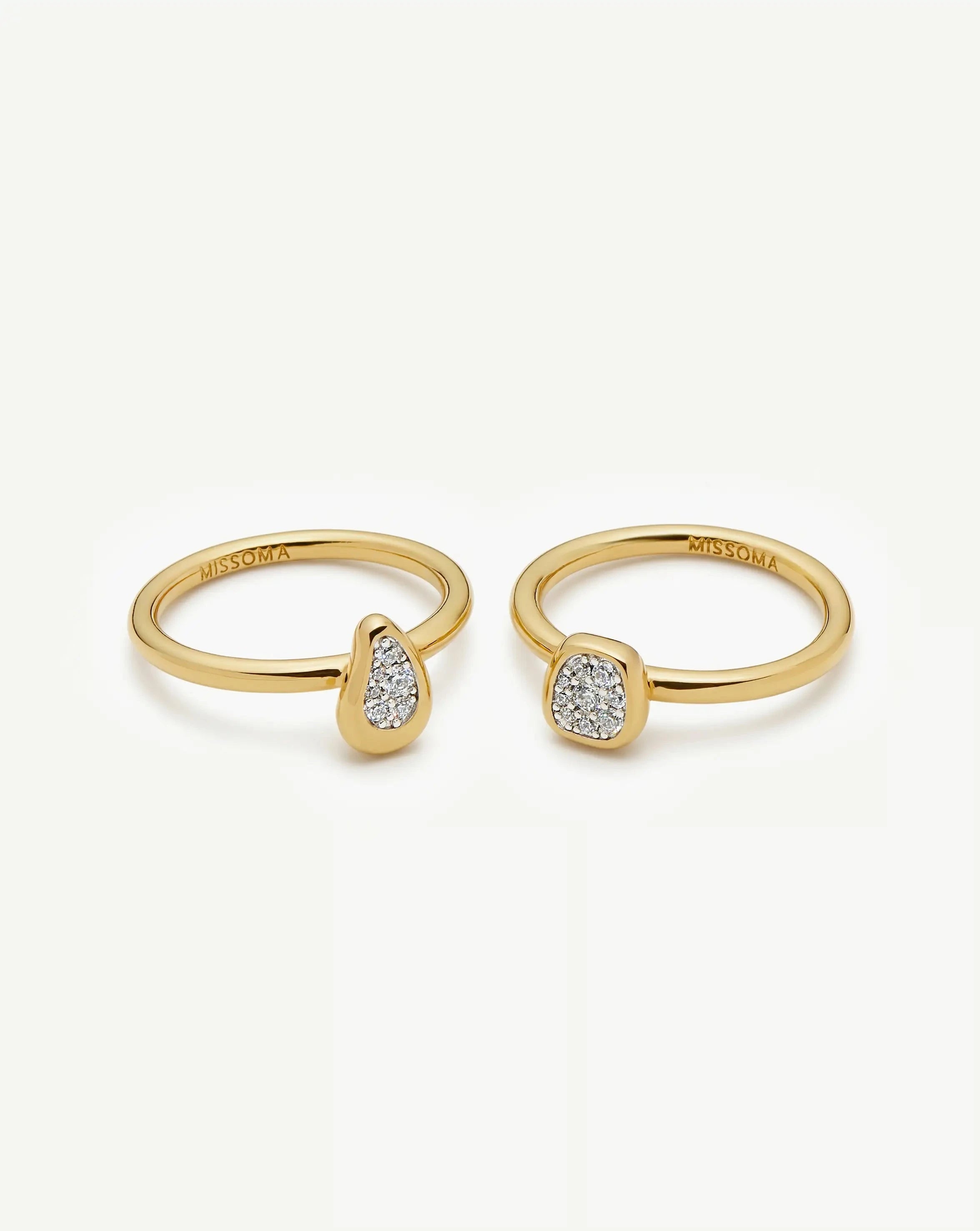 Missoma Molten Soft Square sormus kulta zirkonia