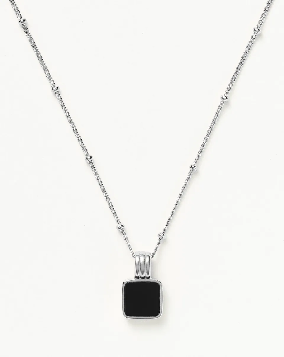 Missoma Lucy Williams Square Onyx kaulakoru hopea musta