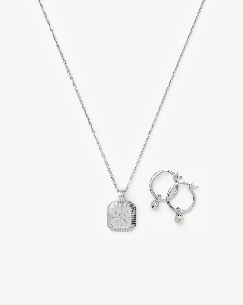 Missoma March Birthstone korusetti hopea akvamariini