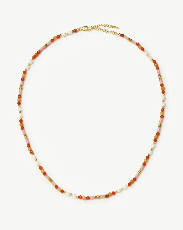 Missoma Beaded Gemstone Pearl Short kaulakoru paloma pink