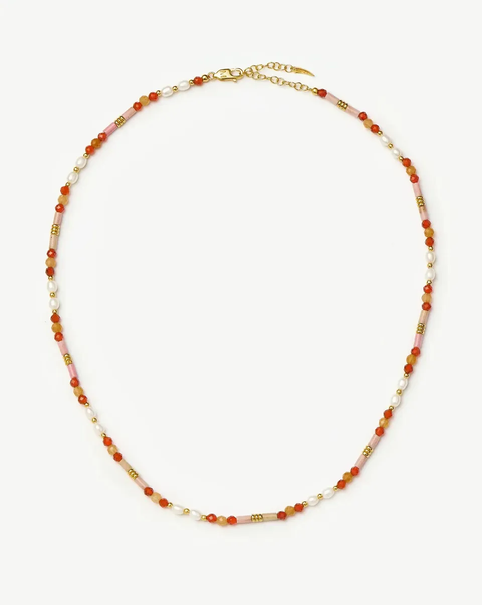 Missoma Beaded Gemstone Pearl Short kaulakoru paloma pink