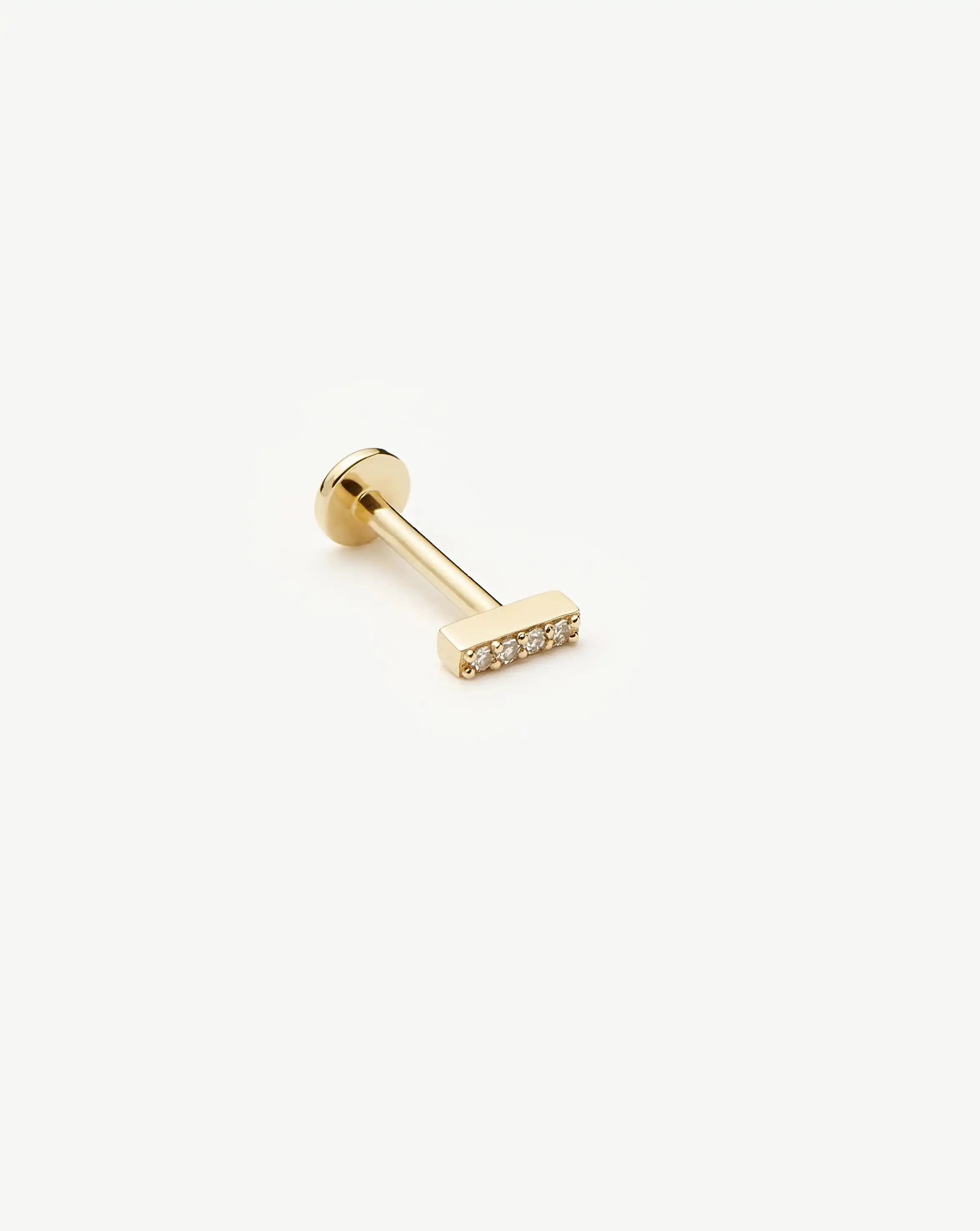 Missoma Diamond Bar Flat Back Stud korvakoru 9ct keltakulta timantti