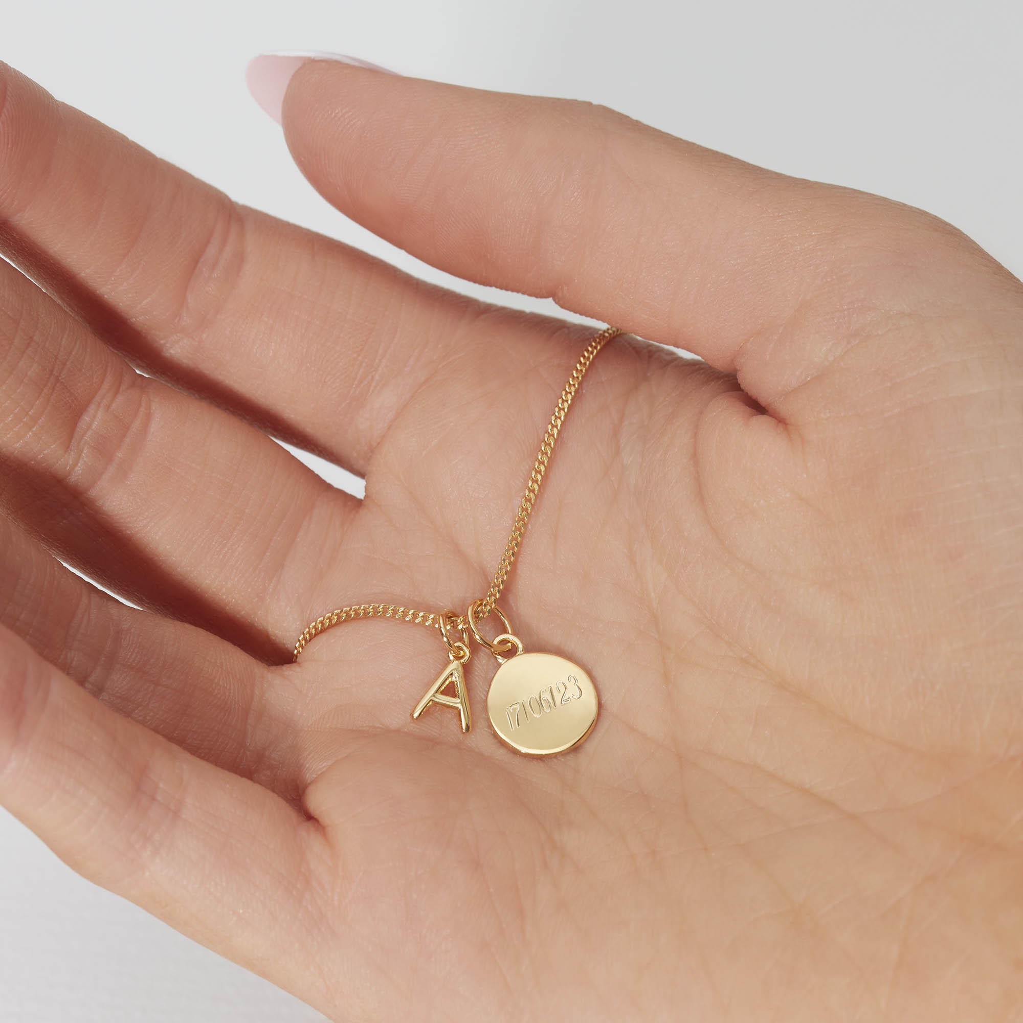 Muru Disc Letter kaulakoru hopea kaiverrettava 40 cm