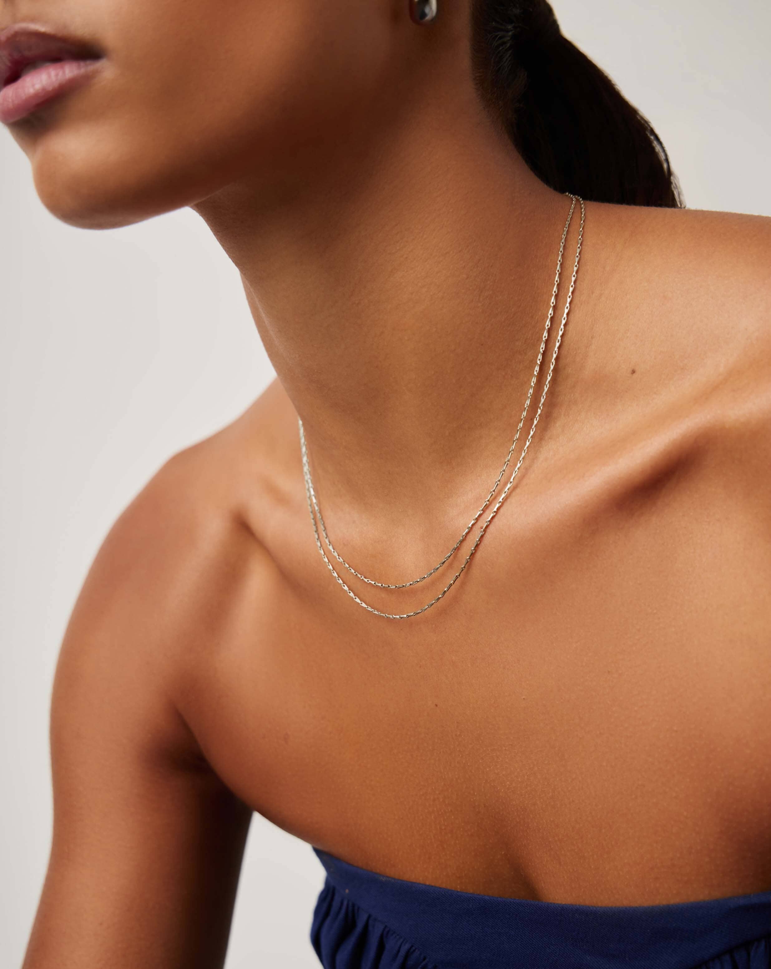 Missoma Savi Twisted Double Chain kaulakoru hopea 45 cm