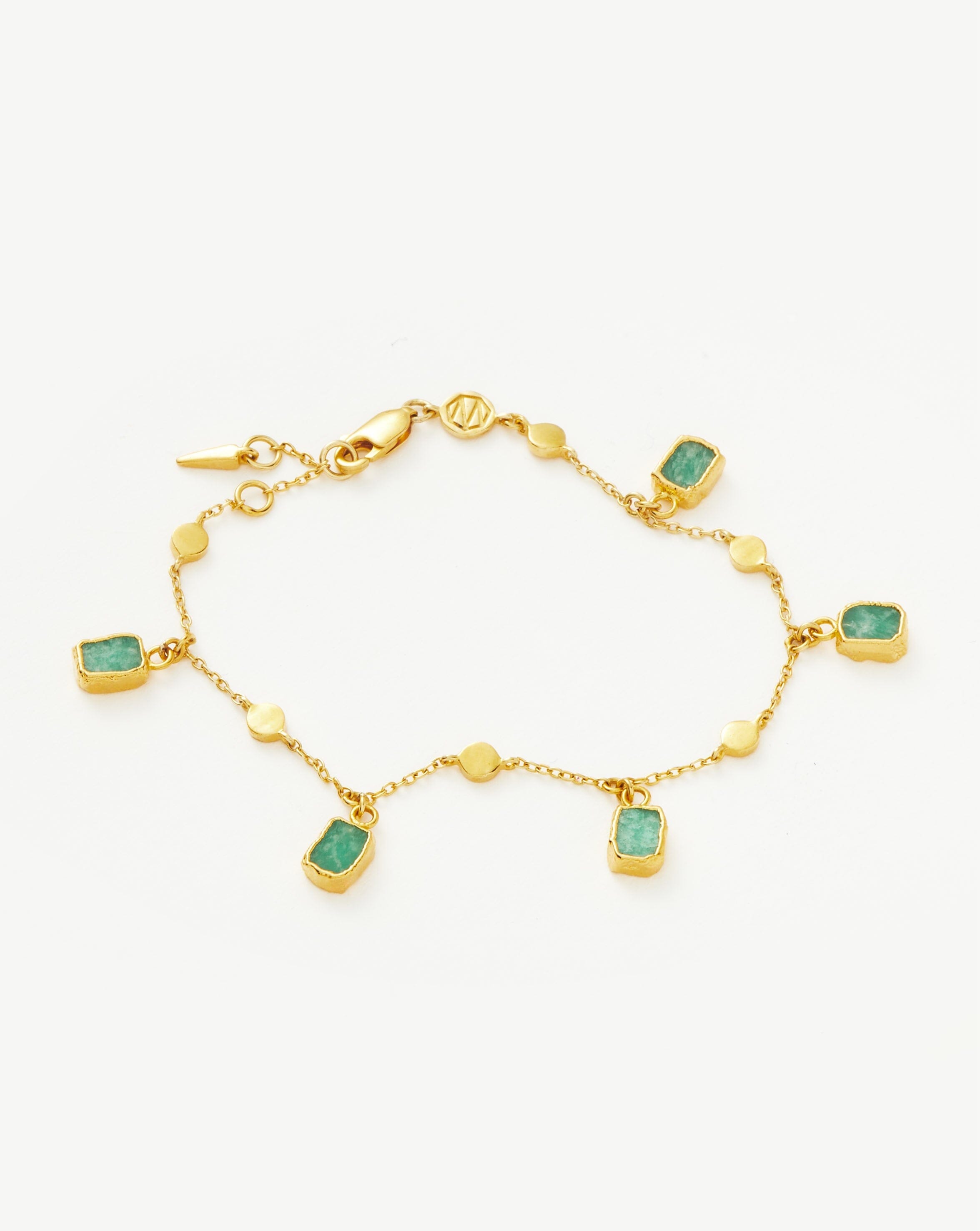Missoma Lena Charm rannekoru amazoniitti S/M kullattu