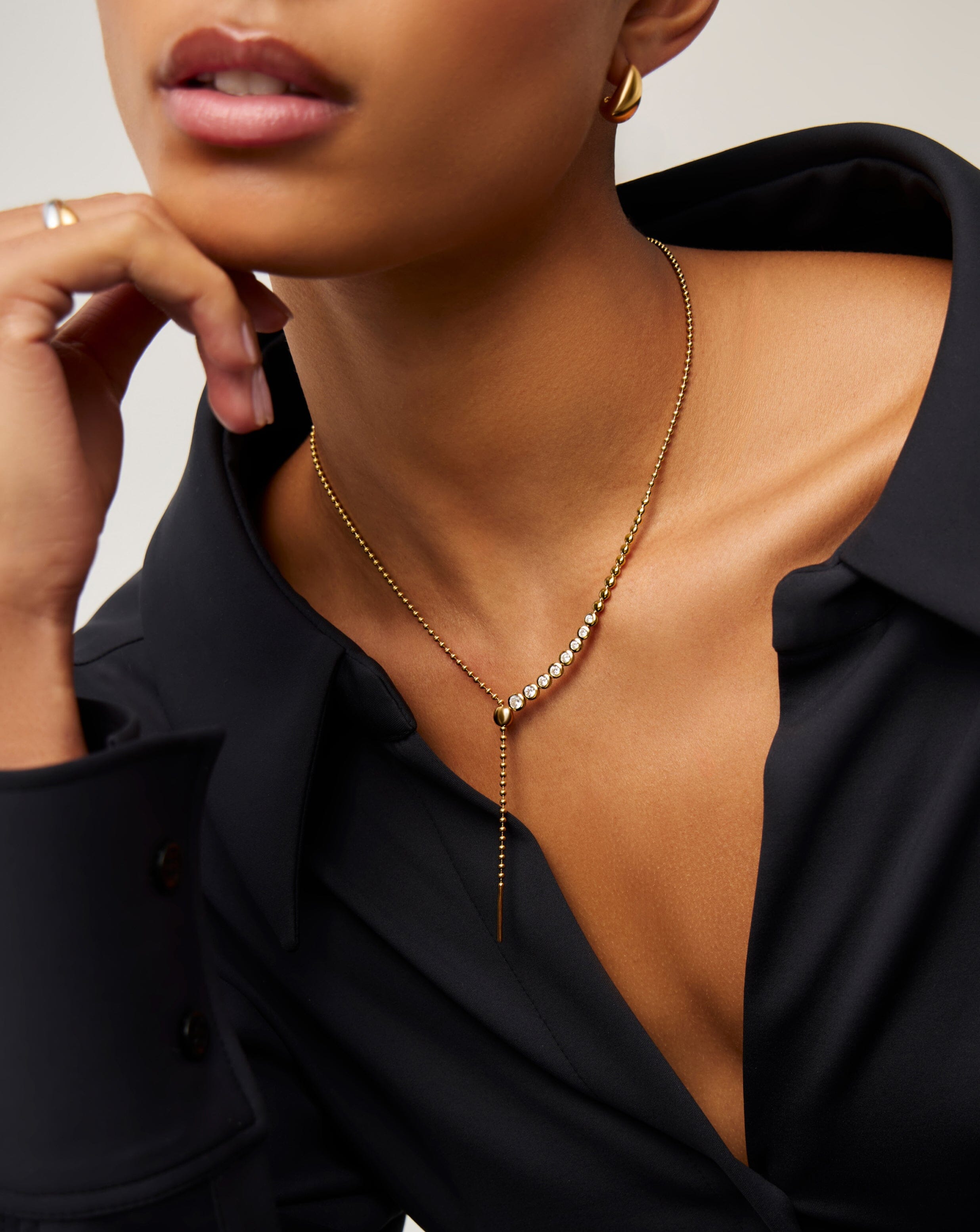 MISSOMA Beaded Stone Slider Lariat kaulakoru kulta zirkonia