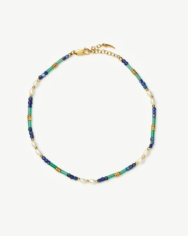 Missoma Beaded Gemstone nilkkakoru lagoon blue kulta