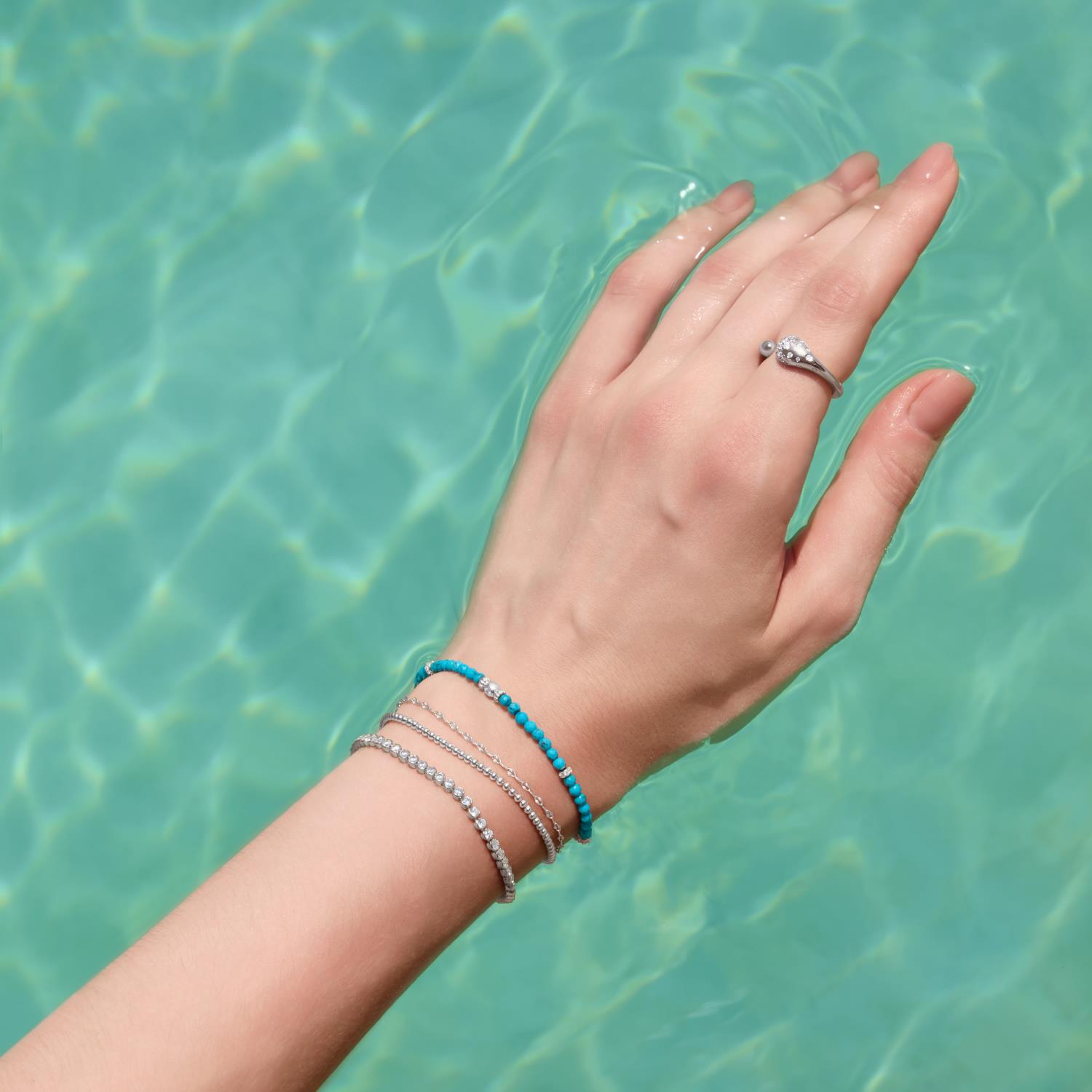 Ania Haie Ripple Joy Turquoise helmirannekoru hopea