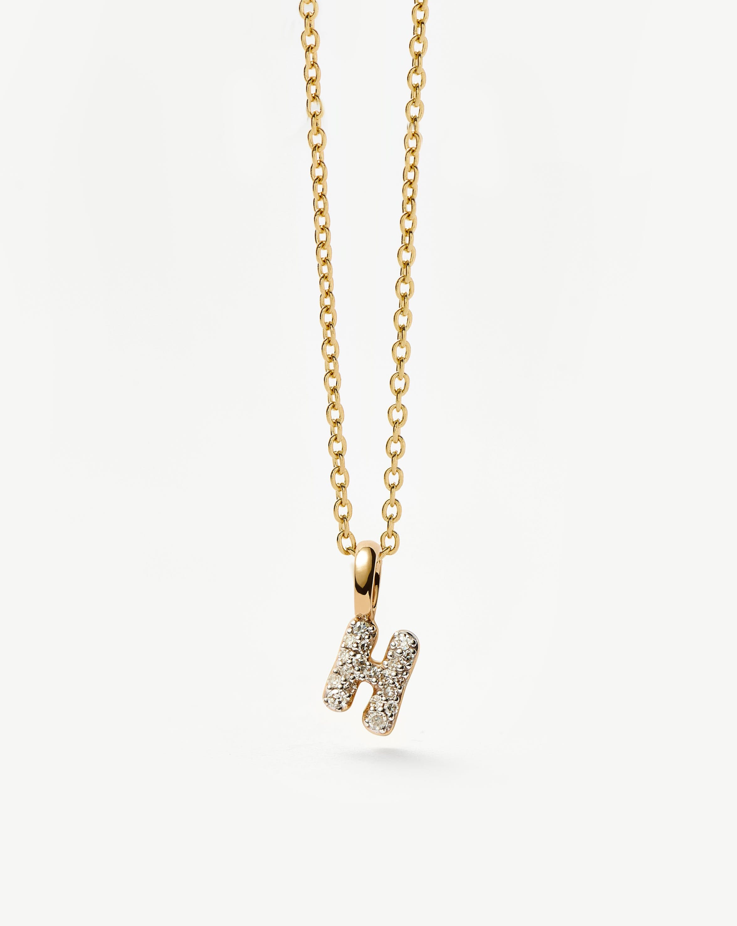 Missoma Solid Gold Diamond Initial Mini Pendant H kaulakoru 14K kulta