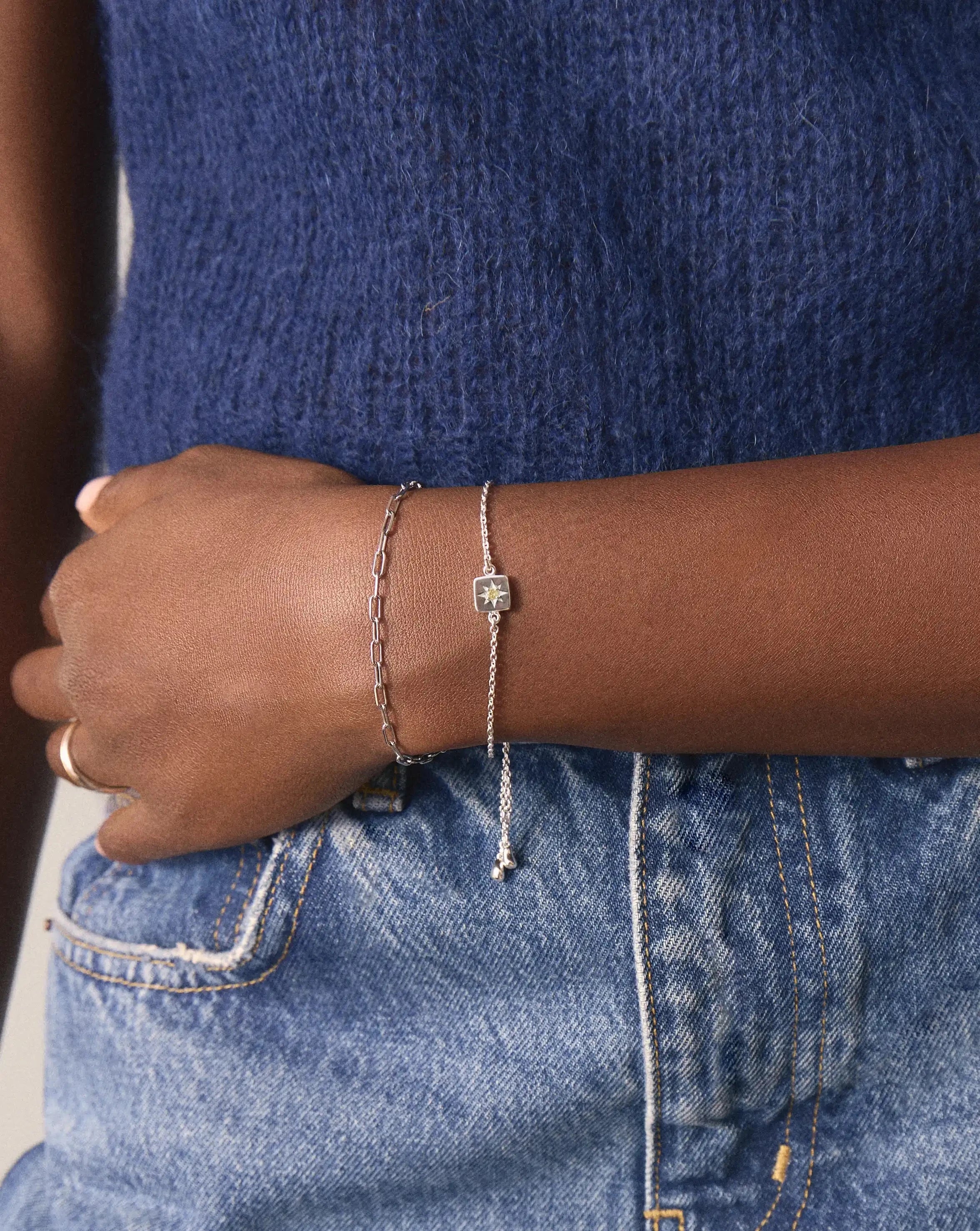 Missoma November Birthstone Slider rannekoru hopeoitu sitriini