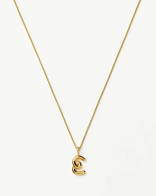Missoma Curly Molten Mini Initial E kaulakoru kultavermeil