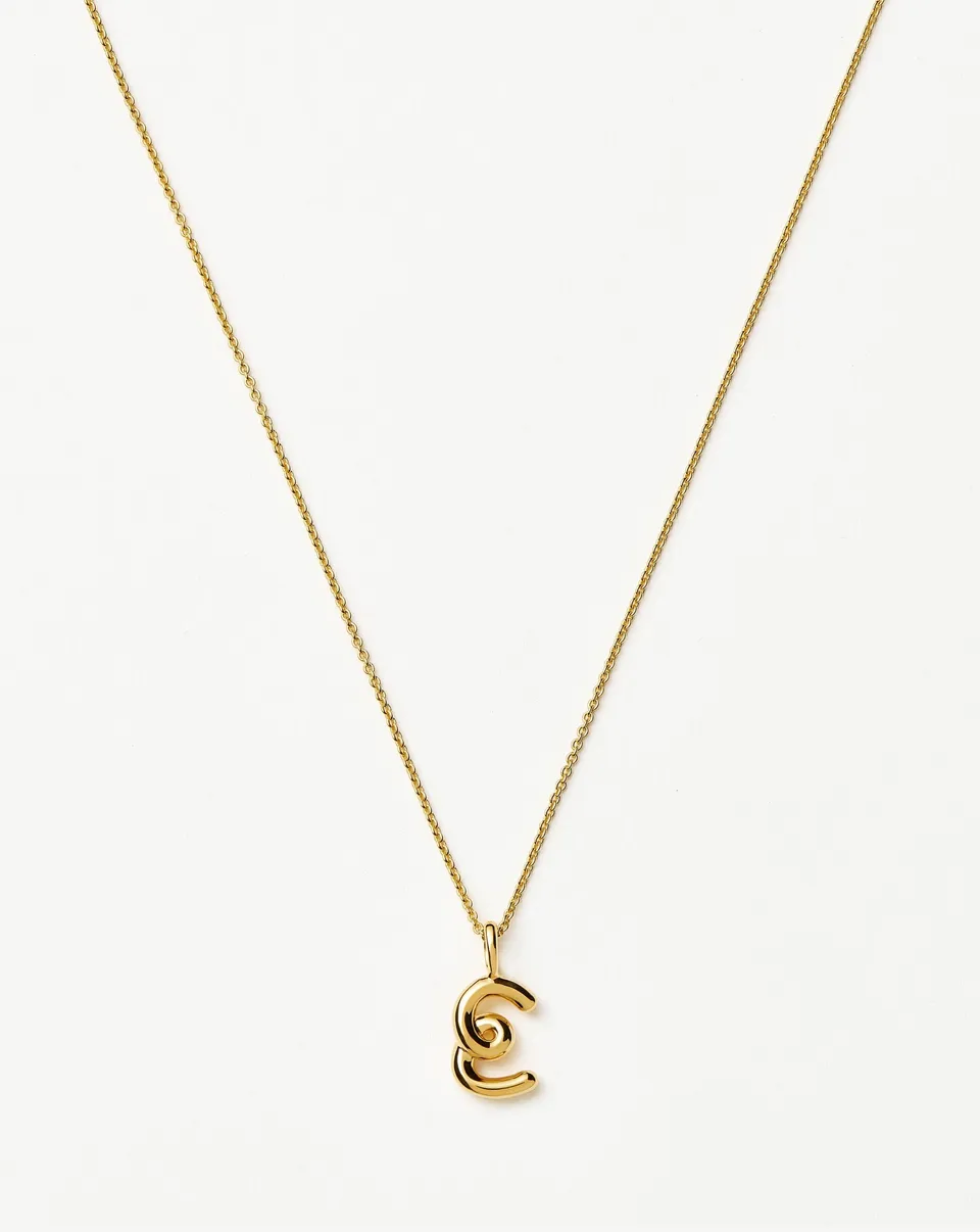 Missoma Curly Molten Mini Initial E kaulakoru kultavermeil