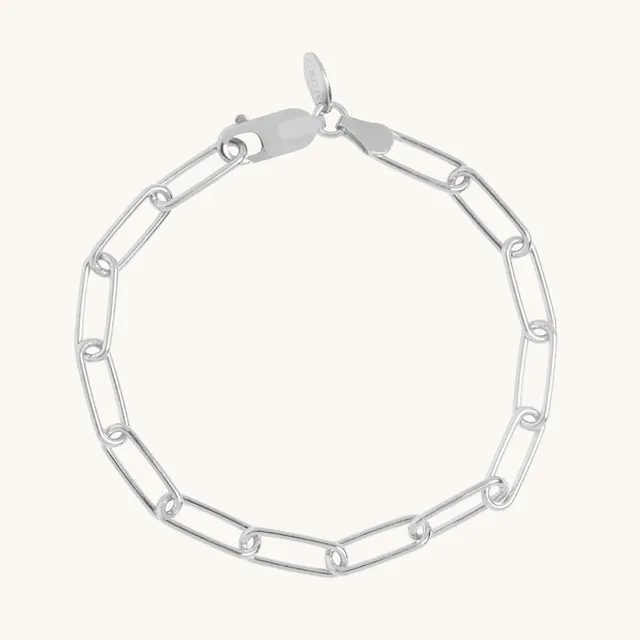 Muru Jewellery Paperclip rannekoru hopea arkeen