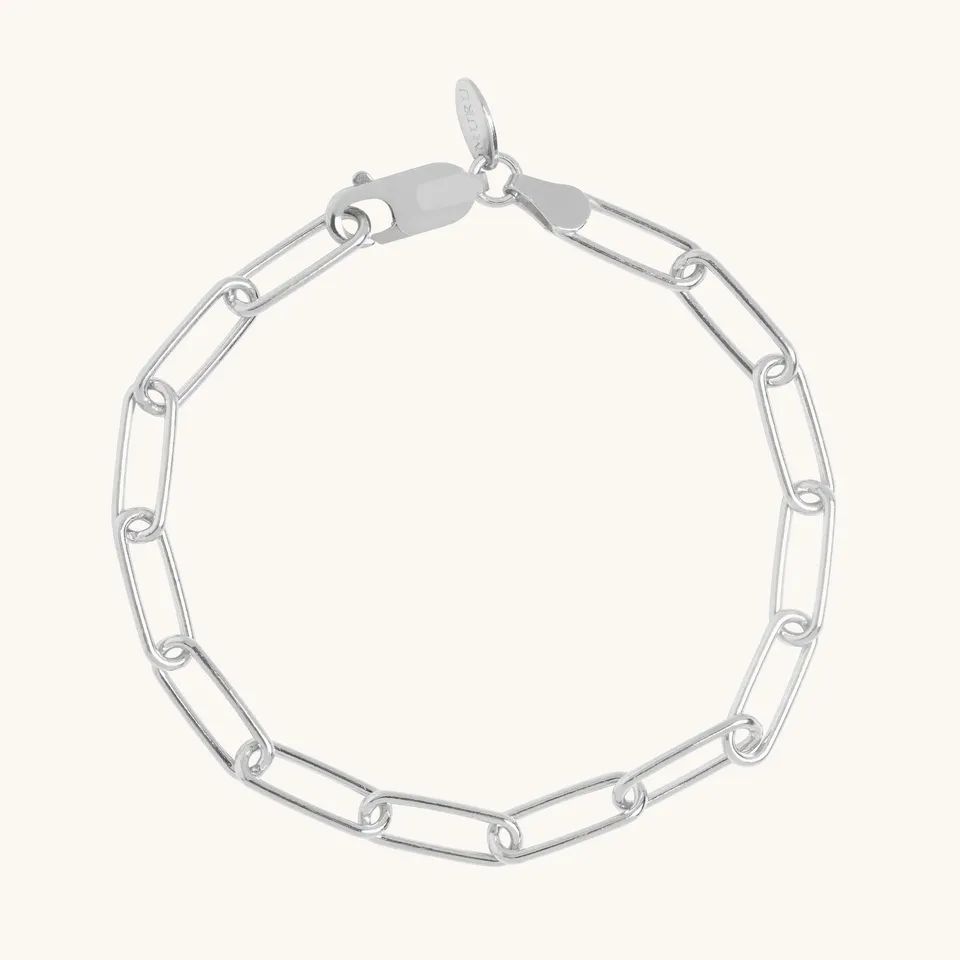 Muru Jewellery Paperclip rannekoru hopea arkeen