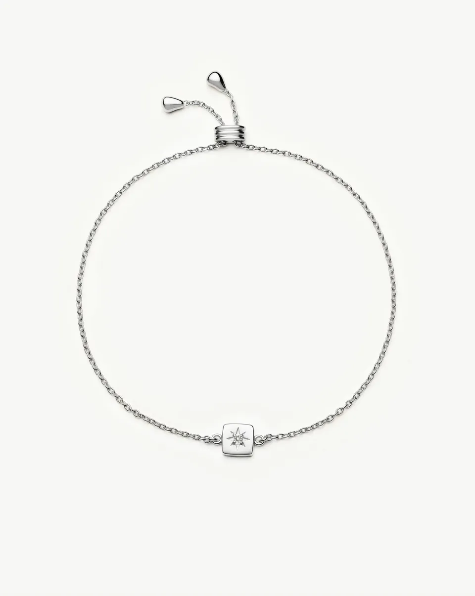Missoma April Birthstone Slider rannekoru hopea kristalli