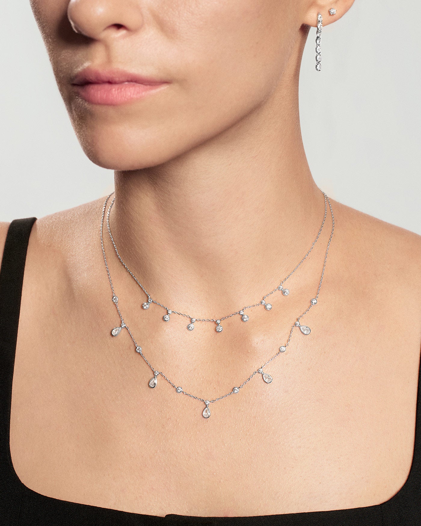 Ania Haie Wanderer Bezel Drop kaulakoru hopea zirkonia