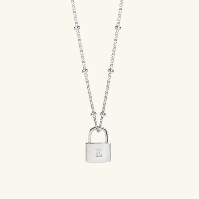 Muru Padlock kaulakoru hopea 18" helmiketju A