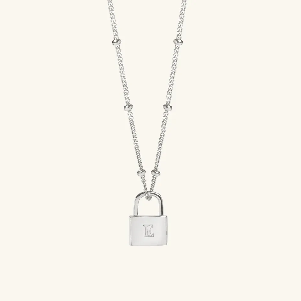 Muru Padlock kaulakoru hopea 18" helmiketju A