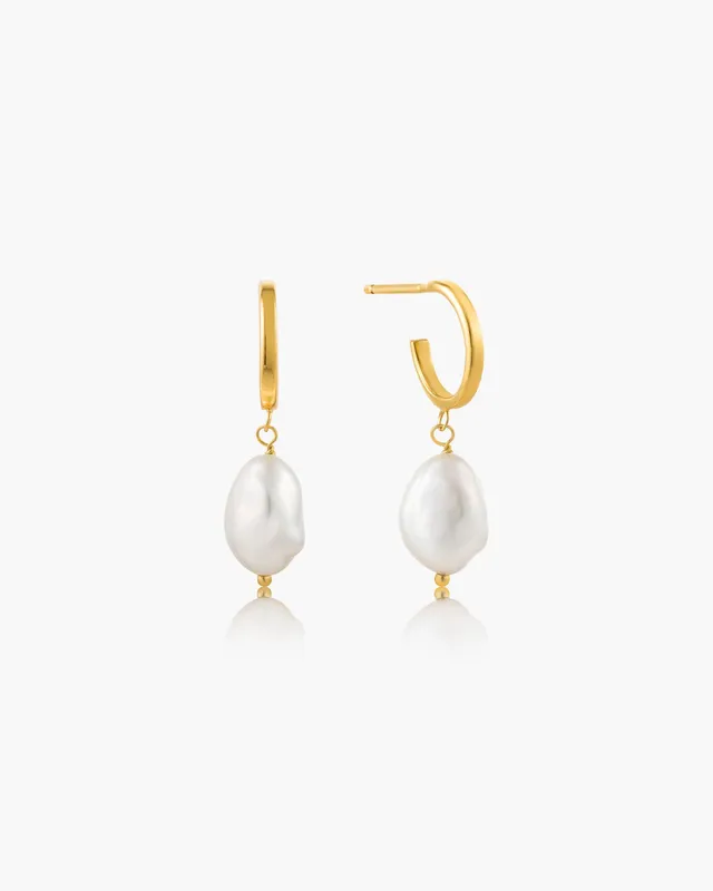 Ania Haie Pearl Wisdom Mini Hoop korvakorut kulta helmi