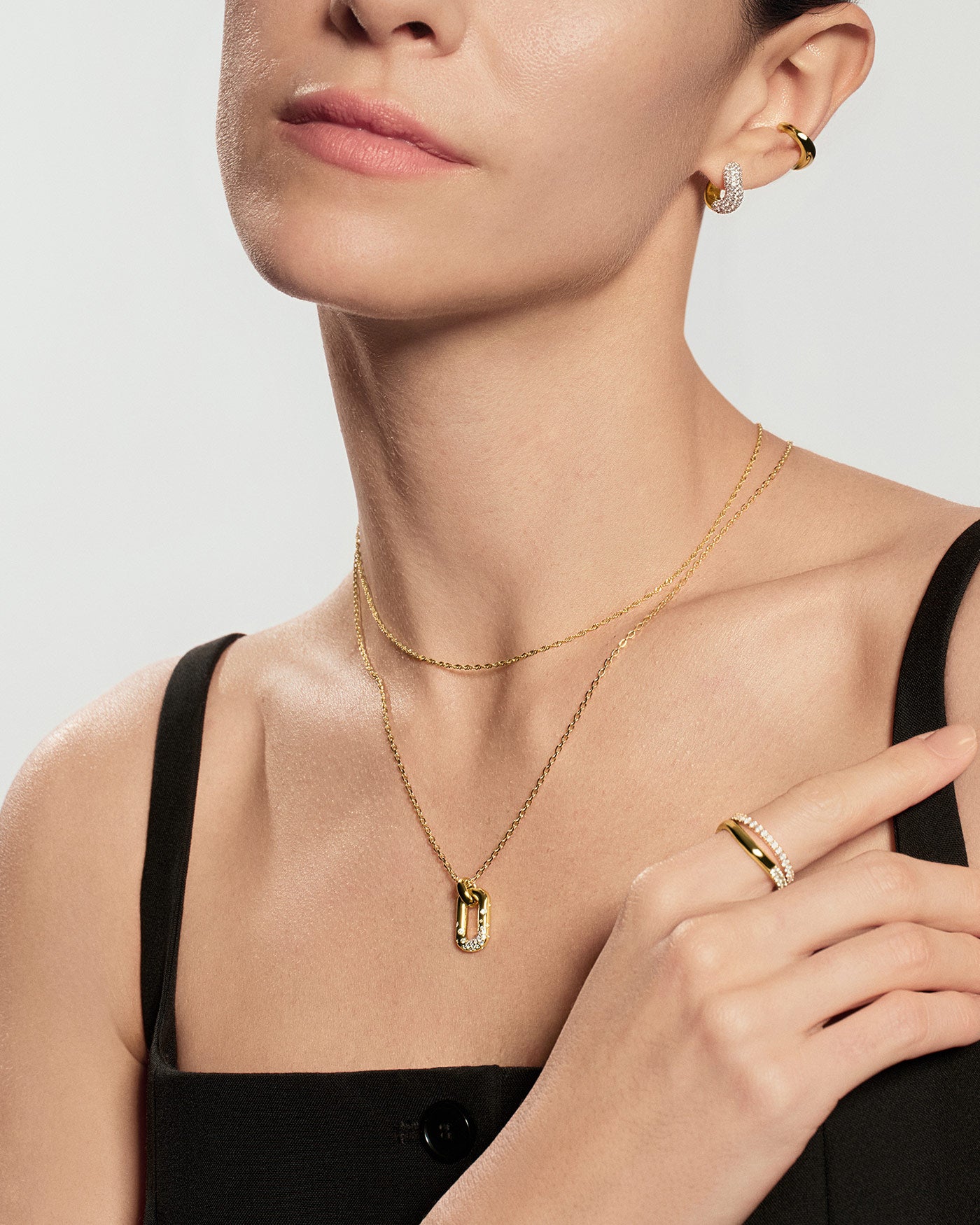 Ania Haie Sparkling Oval Hoop kaulakoru kulta zirkonia
