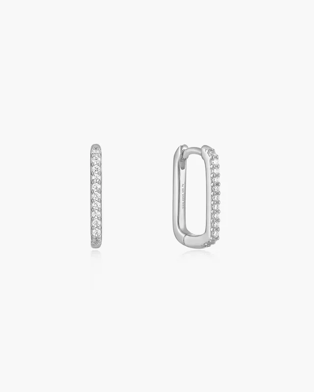 Ania Haie Glam Rock Oval Hoop rengaskorvakorut hopea zirkonia
