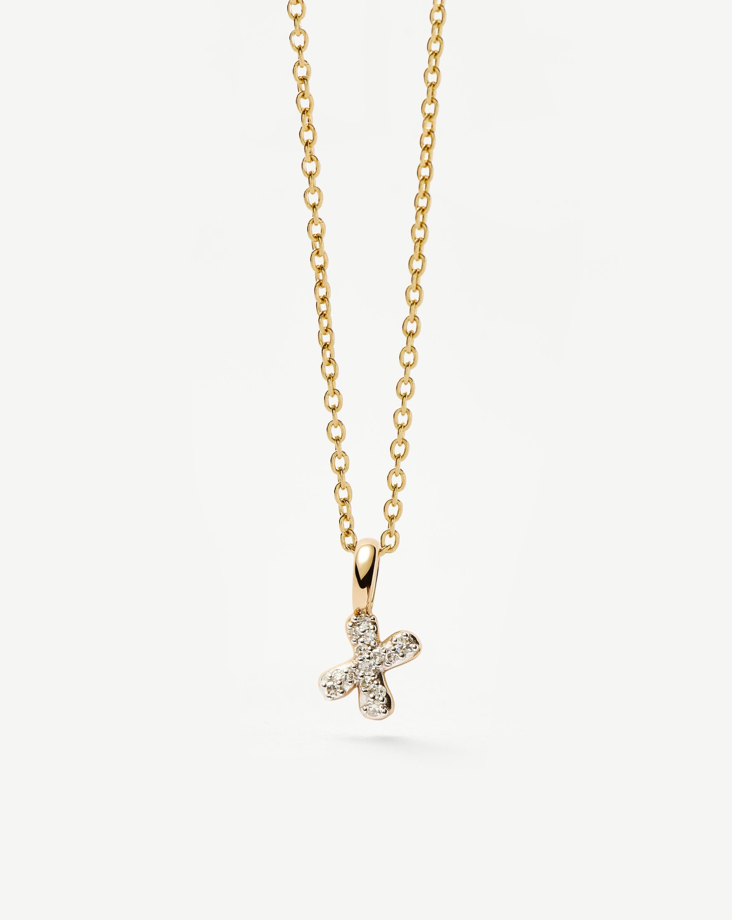 Missoma Solid Gold Initial Mini Pendant kaulakoru X 14k kulta timantti