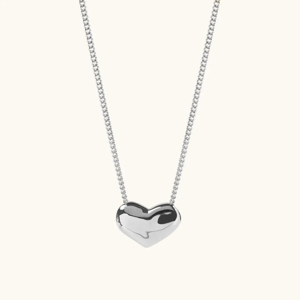 Muru Silver Heart kaulakoru hopea 40 cm sileä