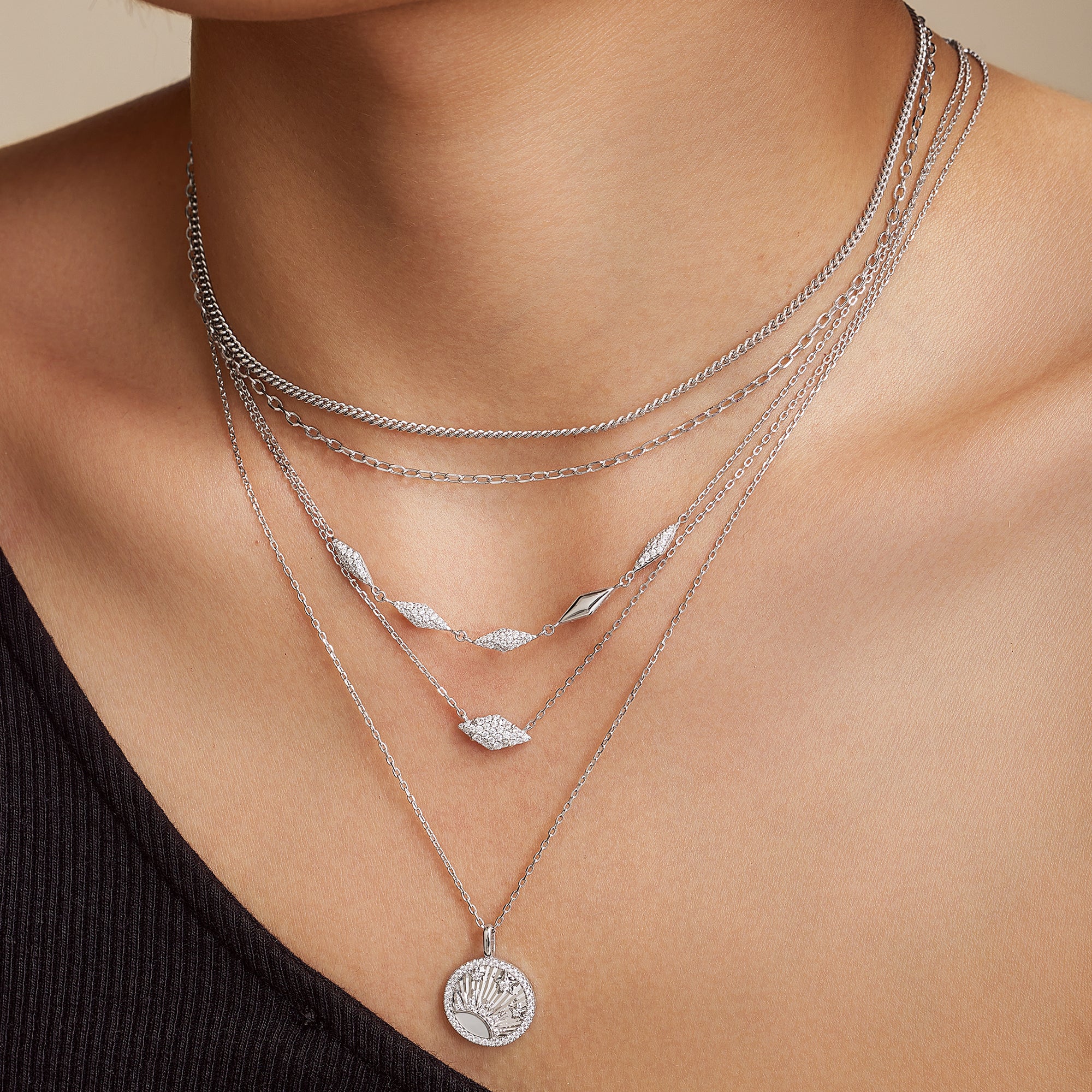 Ania Haie Dusk Divas Silver Pavé kaulakoru zirkonia