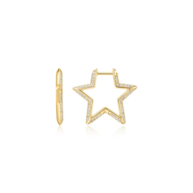 Ania Haie Sunny Sparkler Medium Star Pavé korvakorut kulta 19 mm