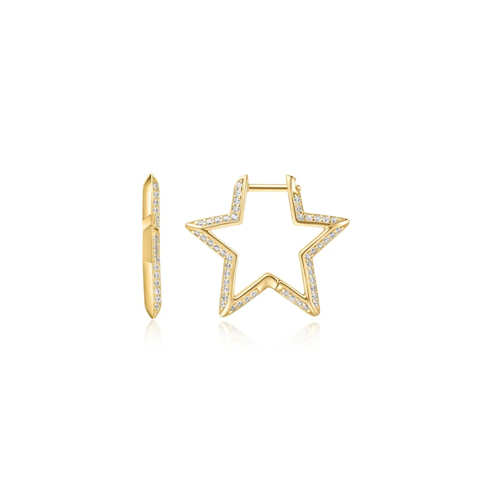 Ania Haie Sunny Sparkler Medium Star Pavé korvakorut kulta 19 mm