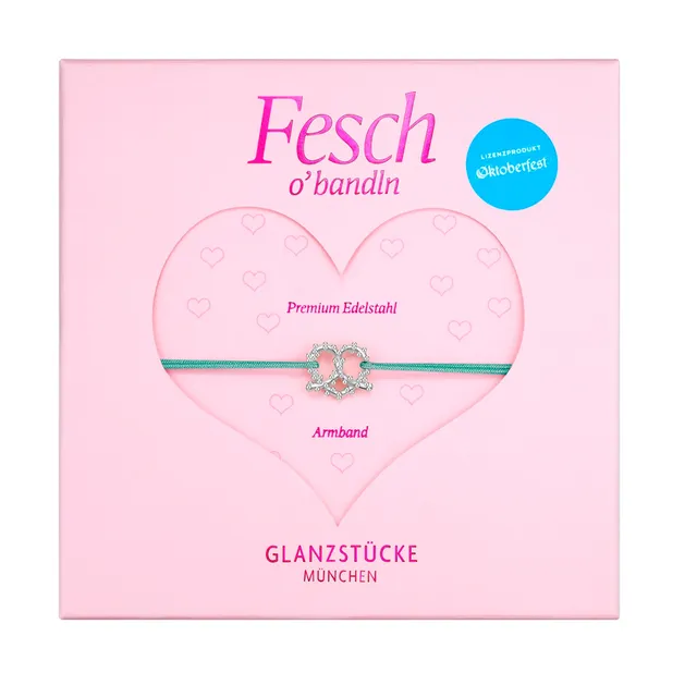 Glanzstücke München Wiesn Love tekstiilirannekoru salvia sydän