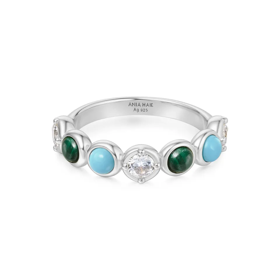 Ania Haie Chill Voyager Bezel sormus hopea 54 malakiitti