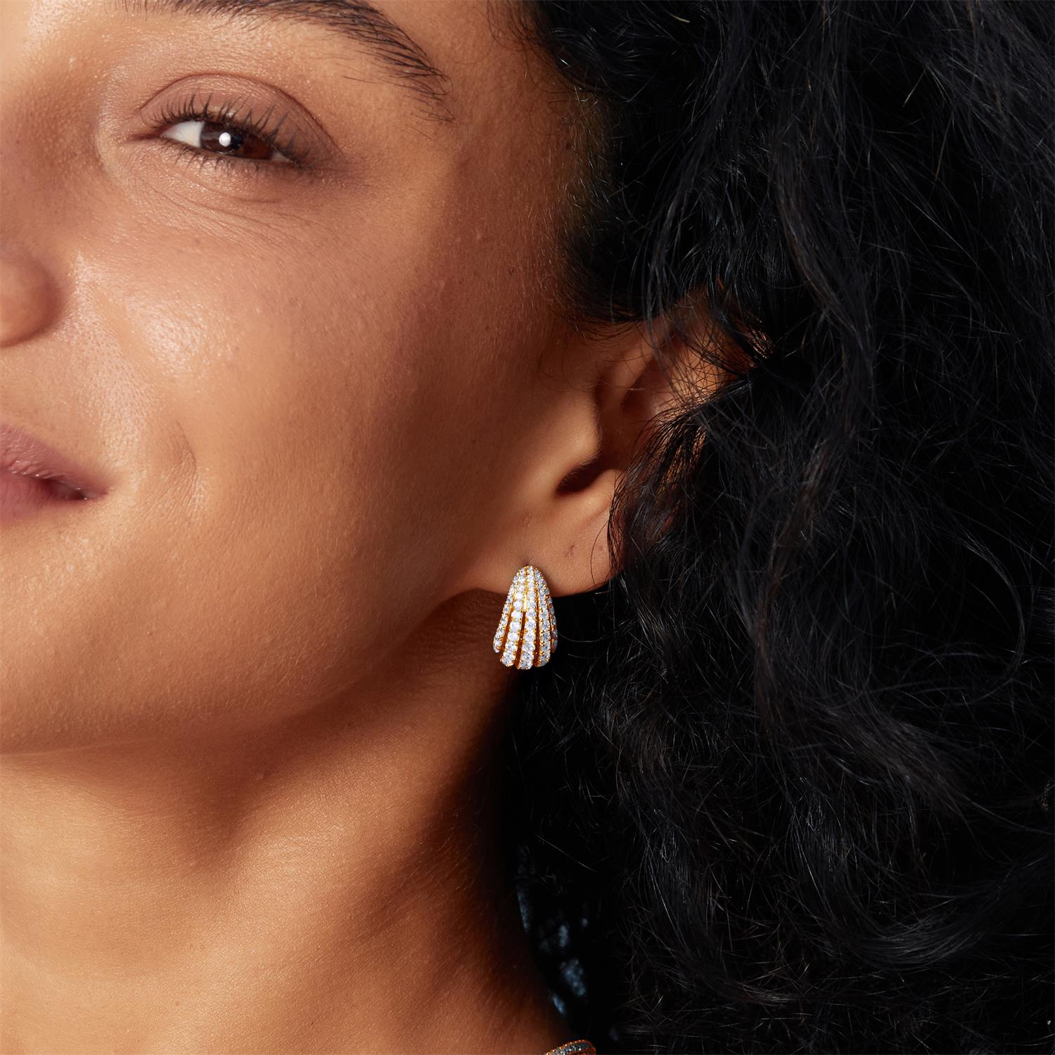Ania Haie Tide Echo Gold Pavé Shrimp Stud Hoop korvakorut kulta zirkonia