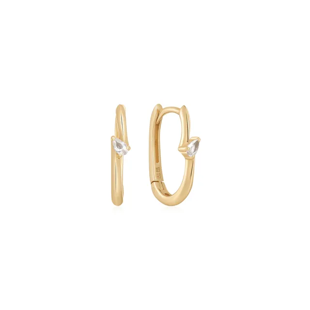 Ania Haie Afterglow White Sapphire Oval korvakorut kulta 14k