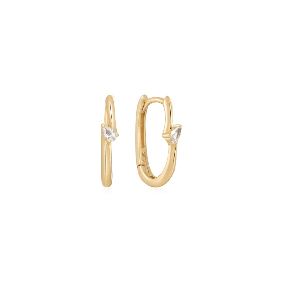 Ania Haie Afterglow White Sapphire Oval korvakorut kulta 14k